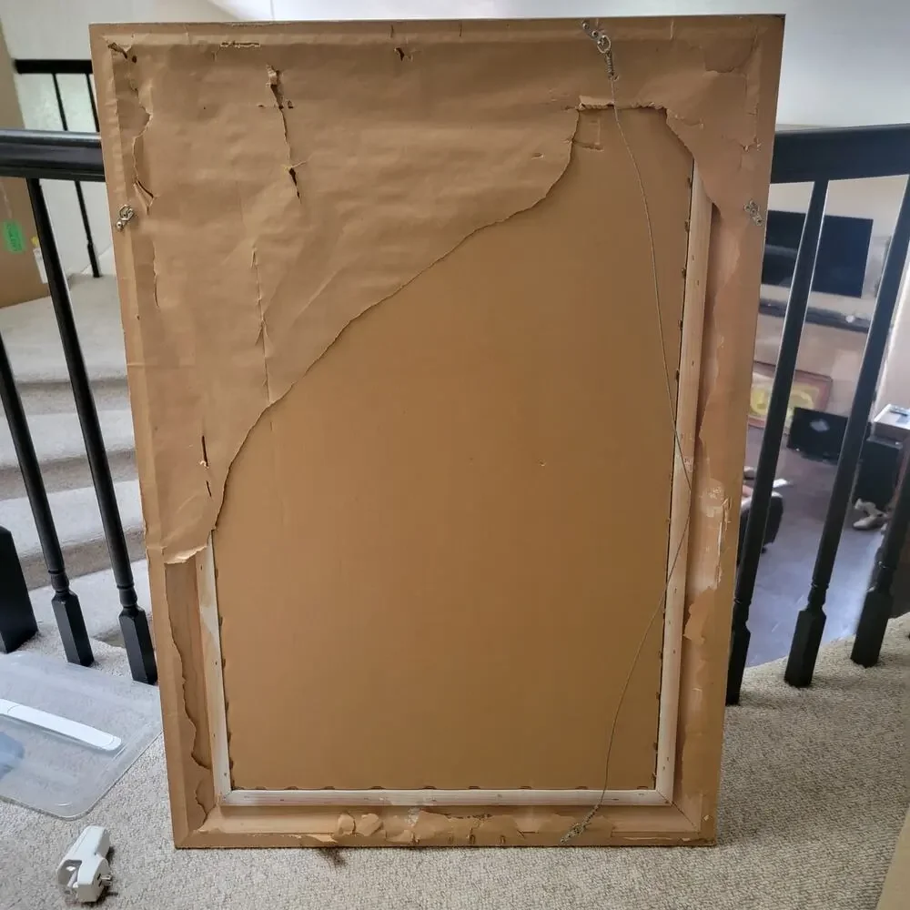 Large Pottery Barn Wall Mirror Whitewashed Mango Wood Farmhouse Coastal Decor